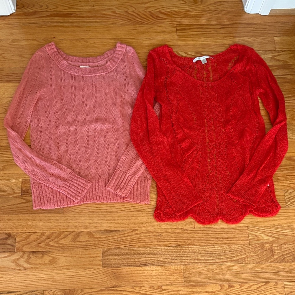 Aerie/L Conrad Coral and Orangish Sweater Bundle